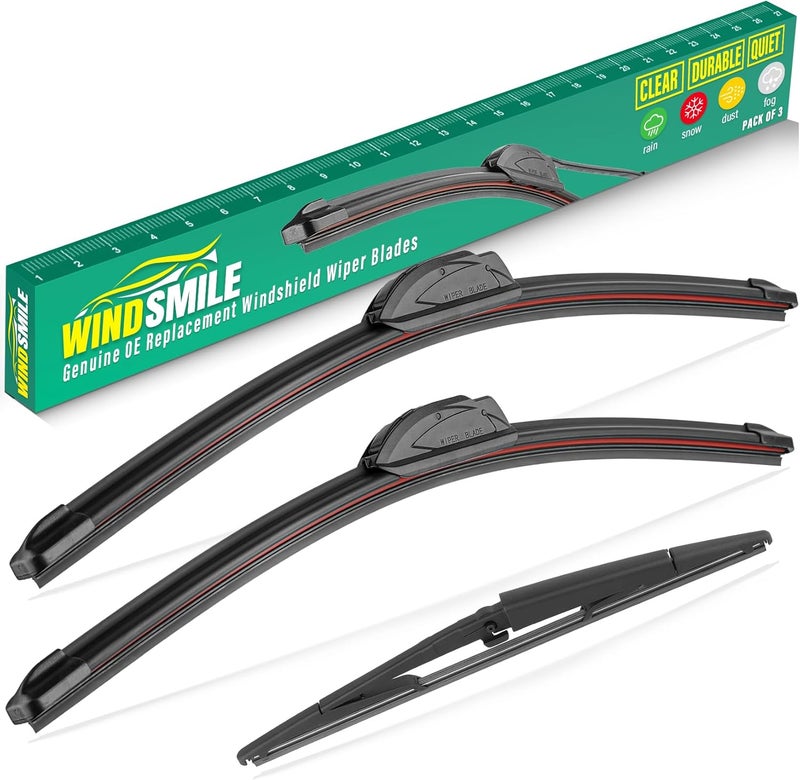 WINDSMILE 21" 21" 14" Windshield Wiper Blades Replacement for Jeep Grand Cherokee 2005 2006 2007 2008 2009 2010 Premium All Weather Front Rear Wipers Set - OEM Quality (Pack of 3) - Image 1
